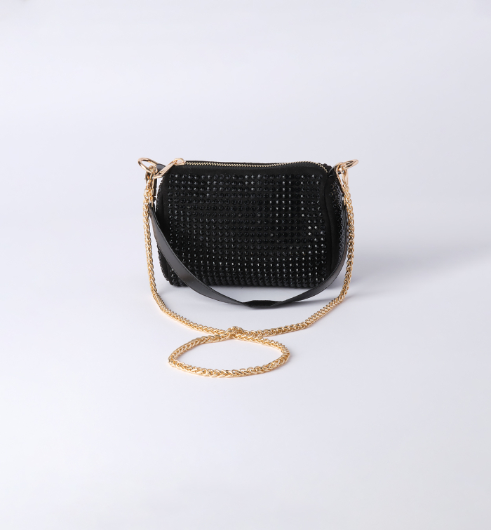 detail Dívčí černá kabelka s flitry IDO