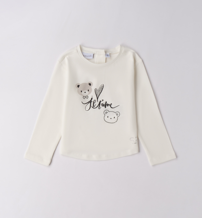 detail Dívčí krémové tričko s potiskem medvídků a srdce SARABANDA