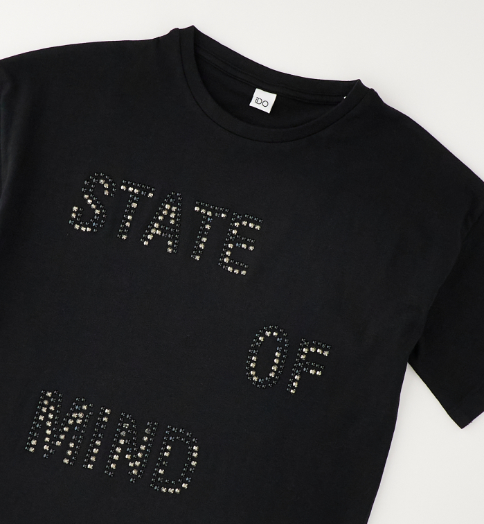 detail Dívčí tričko s kamínky State of Mind černé IDO