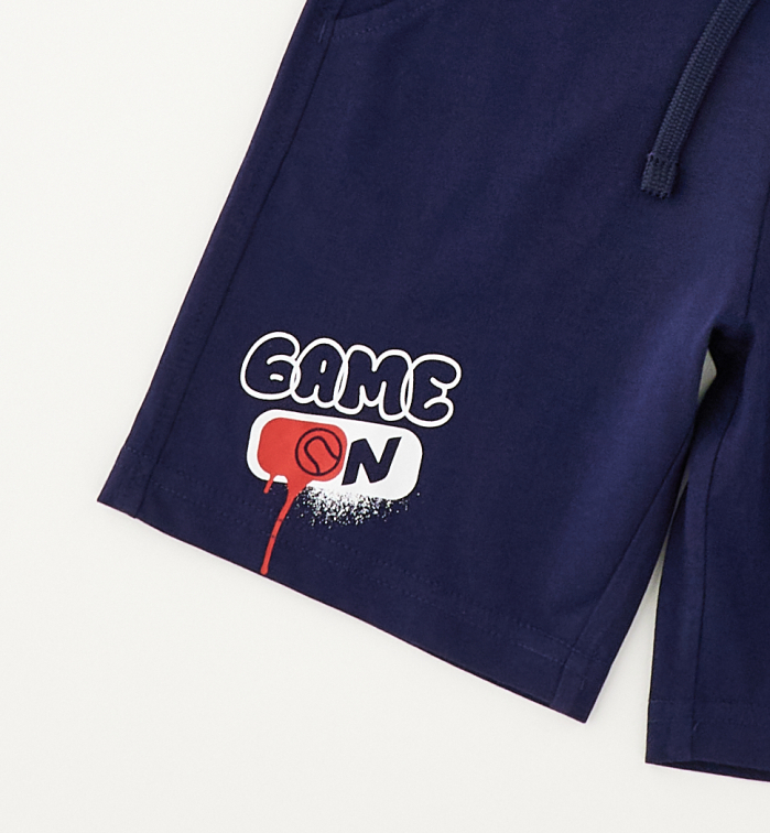 detail Chlapecké tmavě modré kraťasy s potiskem Game On IDO