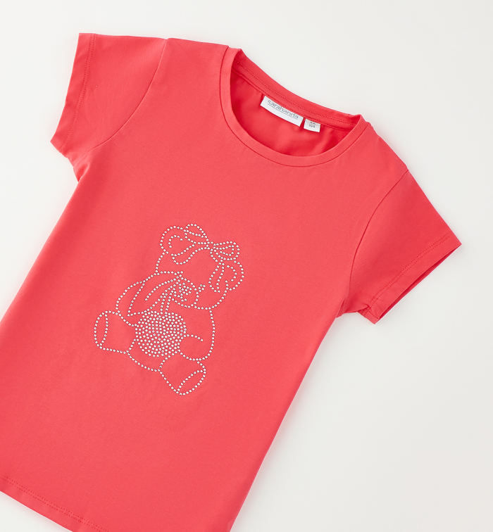 detail Dívčí tričko s medvídkem z kamínků SARABANDA