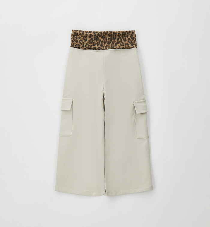detail Dívčí culotte kalhoty s leopardím pasem IDO