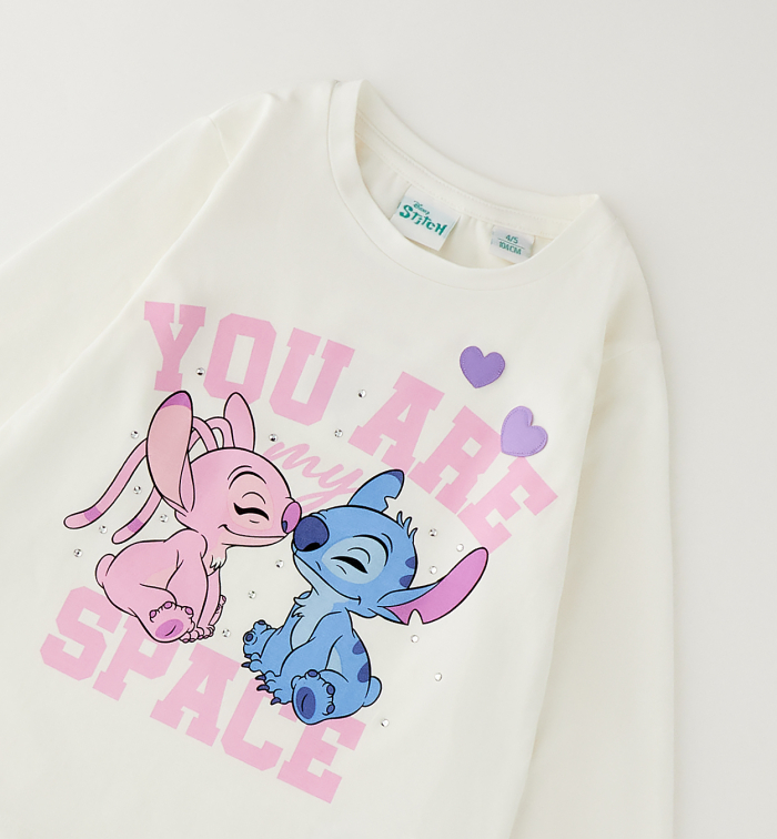 detail Dívčí tričko s dlouhým rukávem Disney Lilo & Stitch IDO