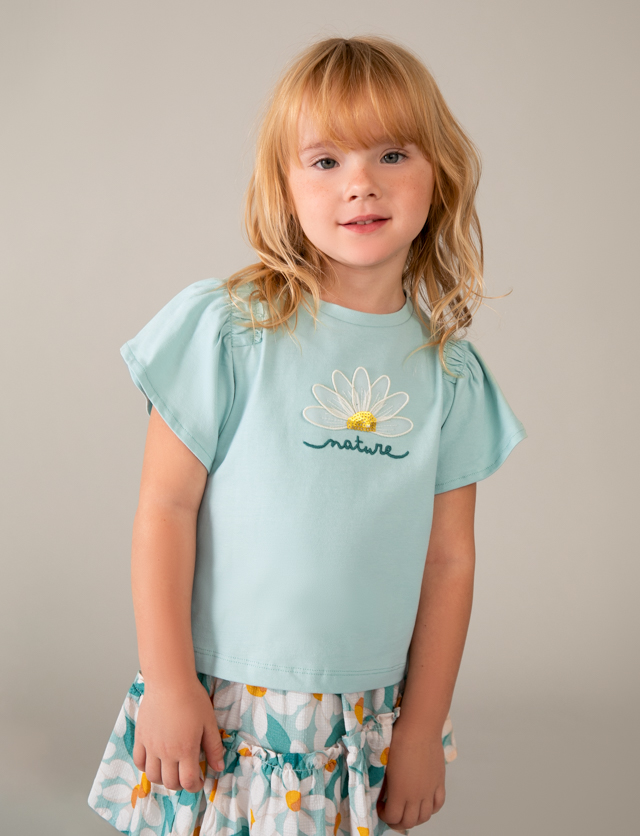 detail Dívčí tričko s motivem květu MAYORAL