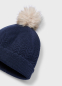 náhled Dívčí tmavě modrá pletená čepice s bambulí z umělé kožešiny MAYORAL