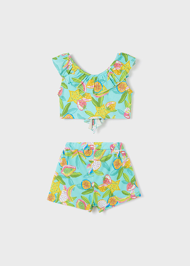 detail Dívčí bavlněný outfit - top a kraťasy MAYORAL