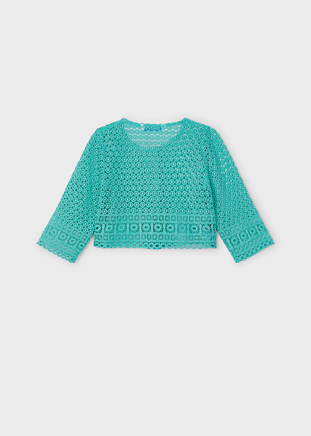 detail Dívčí kardigan z guipure krajky MAYORAL
