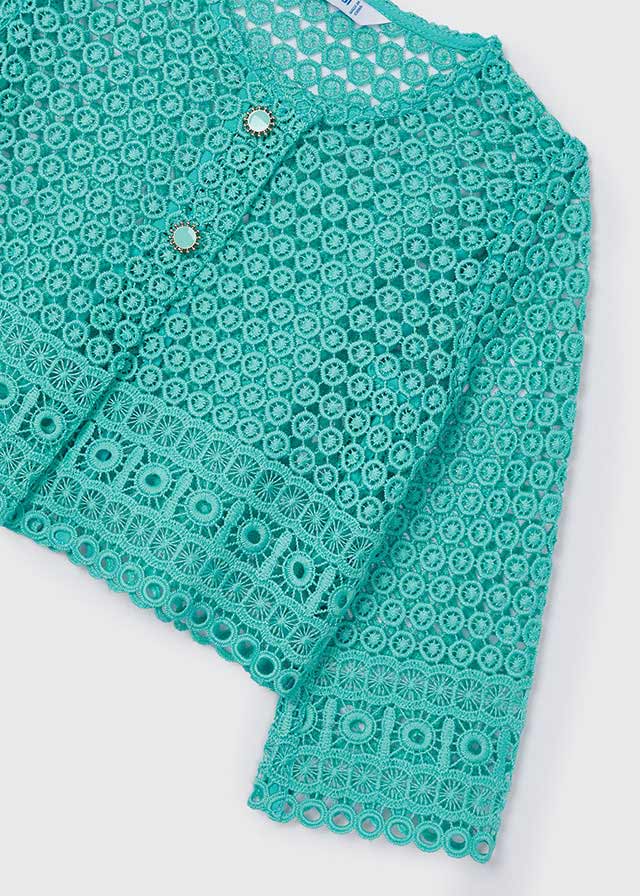 detail Dívčí kardigan z guipure krajky MAYORAL