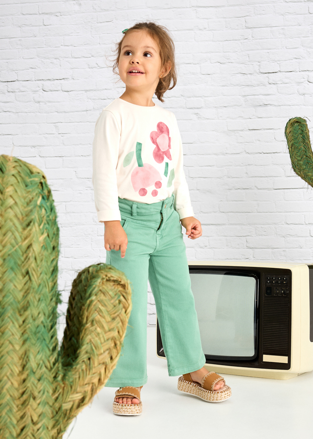 detail Dívčí kalhoty – zelené, široké MAYORAL