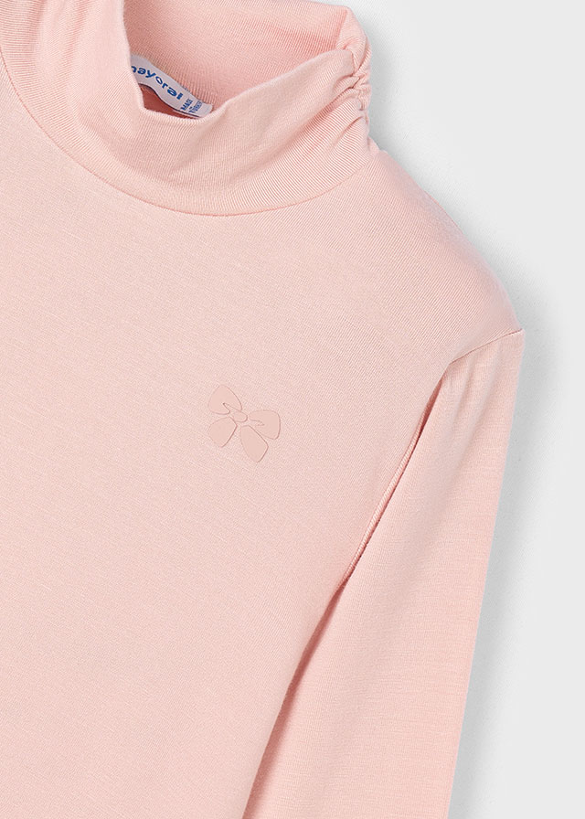 detail Dívčí bavlněné tričko s rolákem – světle růžové MAYORAL