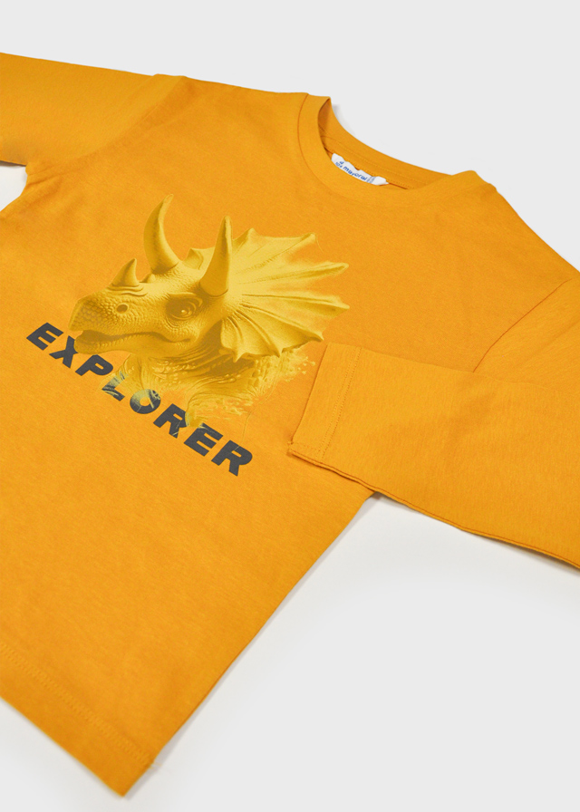 detail Chlapecké tričko s dinosaurem Explorer hořčicové MAYORAL