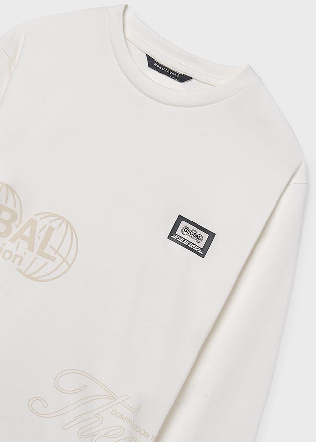 detail Chlapecké tričko s dlouhým rukávem GLOBAL bílé MAYORAL