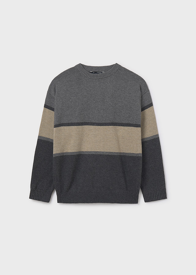 detail Chlapecký pruhovaný svetr v zemitých tónech MAYORAL