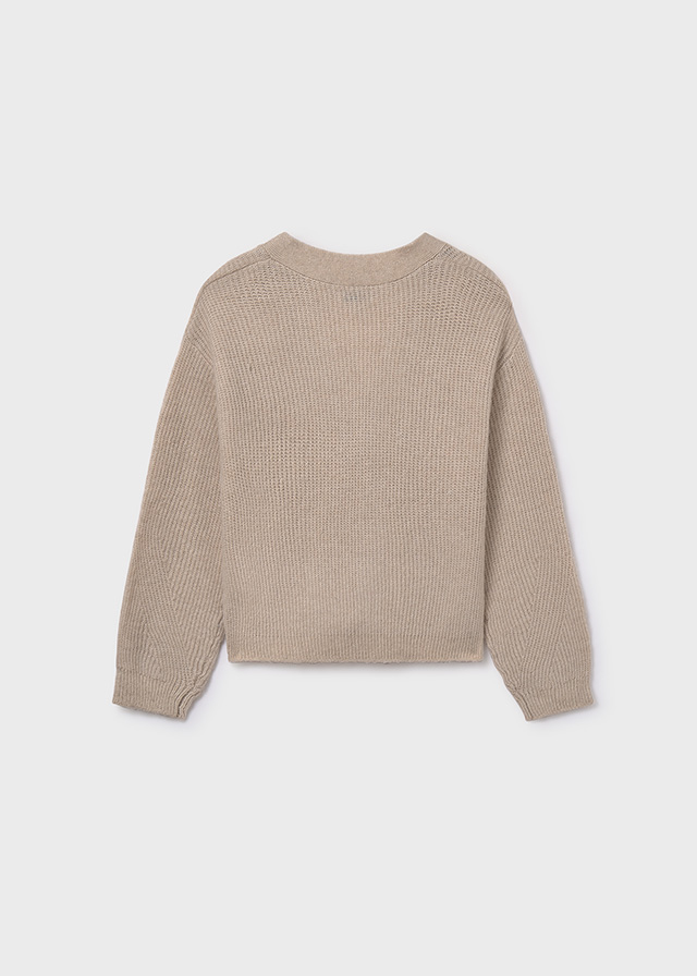 detail Dívčí béžový kardigan na knoflíky s pohodlným střihem MAYORAL