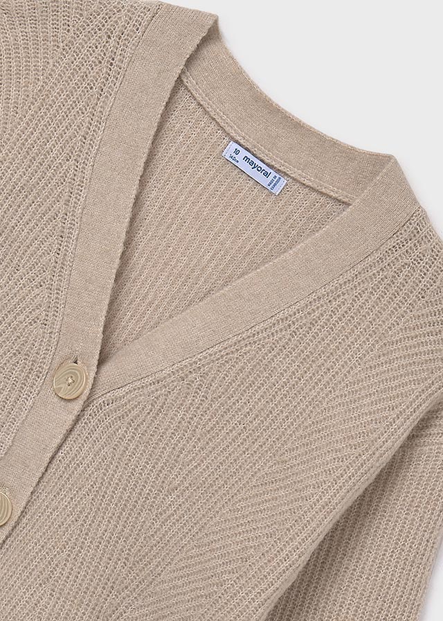detail Dívčí béžový kardigan na knoflíky s pohodlným střihem MAYORAL