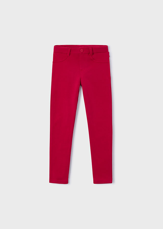 detail Dívčí strečové kalhoty – malinově červené pohodlí na každý den MAYORAL