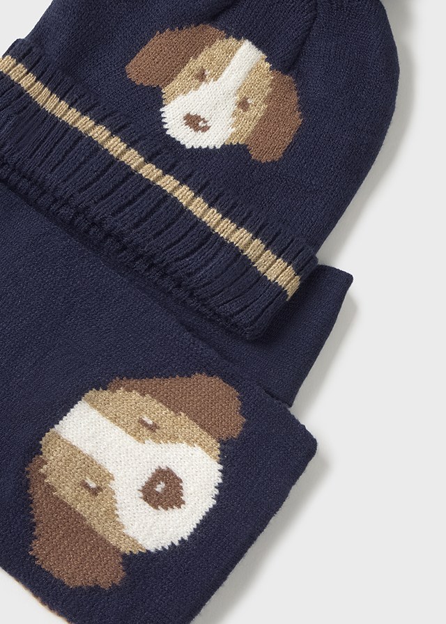 detail Chlapecká pletená sada čepice a šály s motivem pejska MAYORAL