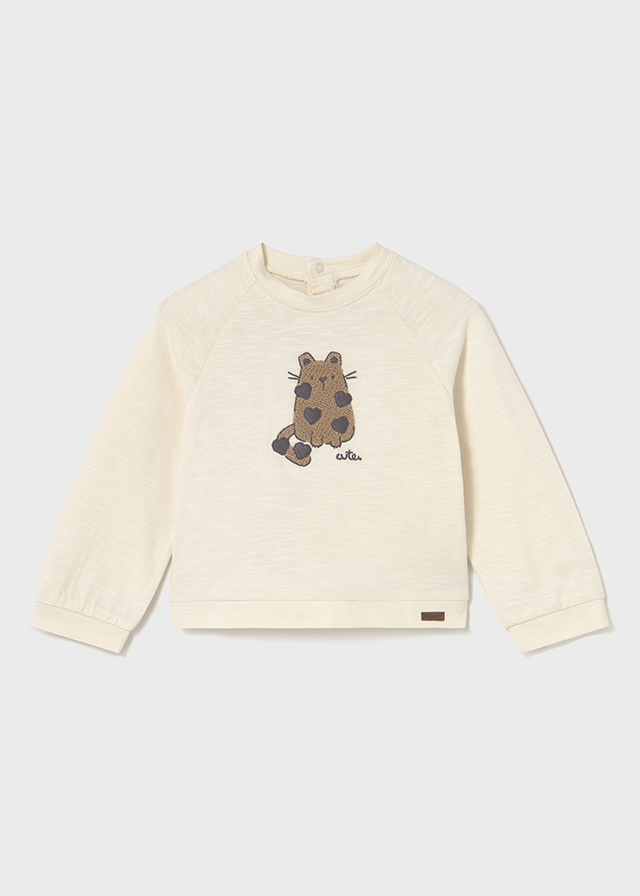 detail Dětská dívčí tričko s dlouhým rukávem a potiskem kočičky MAYORAL