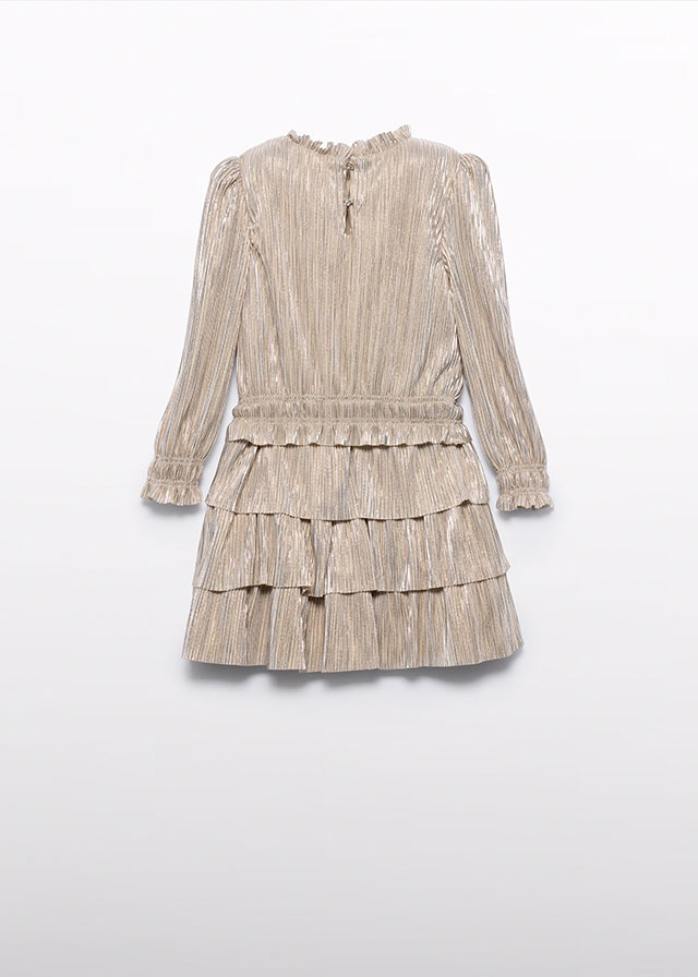 detail Dívčí pletený set s plisovanou sukní v zlatém odstínu ABEL & LULA