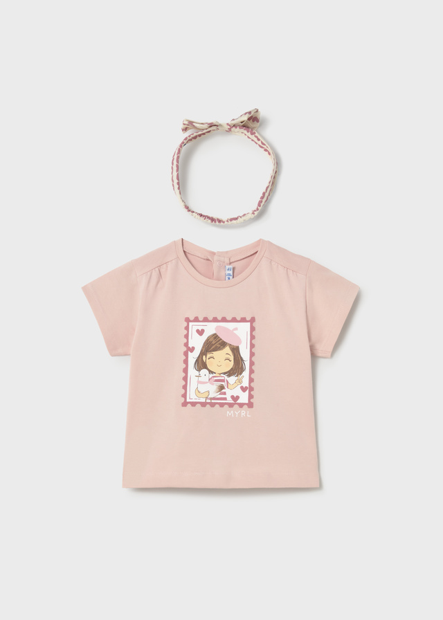 detail Dětské dívčí tričko s krátkým rukávem v setu s čelenkou MAYORAL