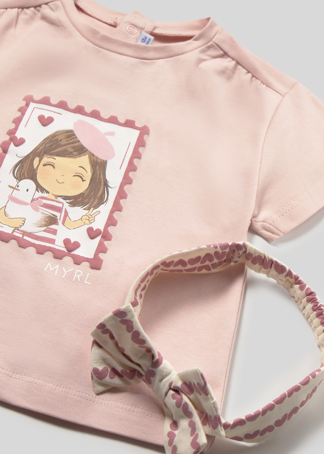 detail Dětské dívčí tričko s krátkým rukávem v setu s čelenkou MAYORAL