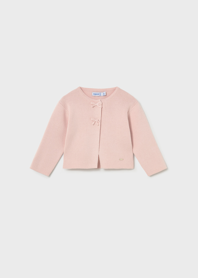 detail Dívčí kardigan s mašličkami, starorůžový MAYORAL