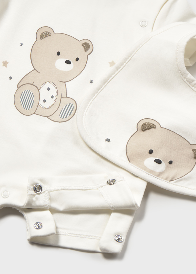 detail Dětský chlapecký letní overal s potiskem medvídka a ladícím bryndáčkem MAYORAL