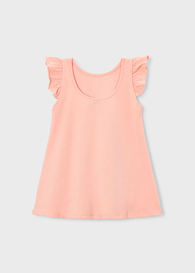 detail Dívčí broskvové letní šaty s ilustrací MAYORAL