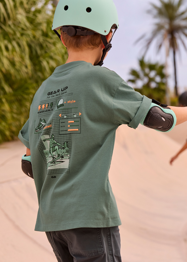 detail Chlapecké zelené tričko s textovým motivem MAYORAL