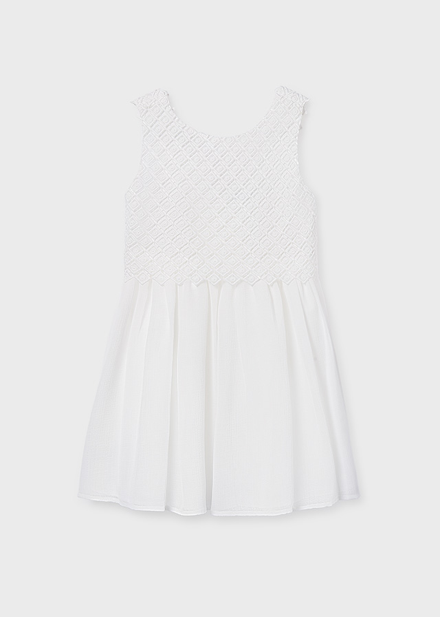 detail Dívčí bílé šaty, Guipure krajka MAYORAL