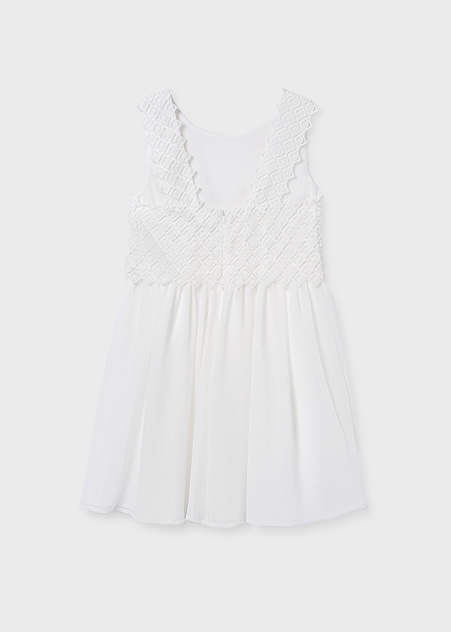 detail Dívčí bílé šaty, Guipure krajka MAYORAL
