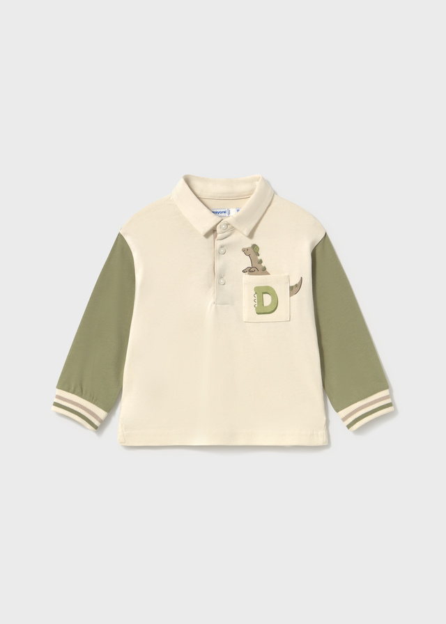 detail Chlapecké béžové polo tričko s dlouhým rukávem MAYORAL