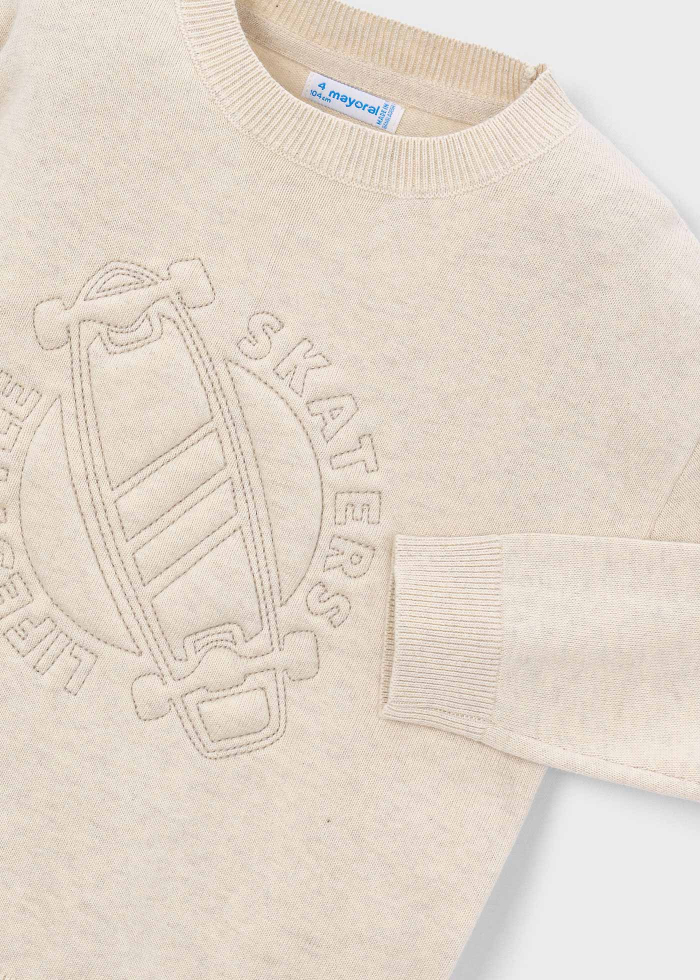 detail Chlapecká krémová prošívaná mikina s reliéfním motivem MAYORAL