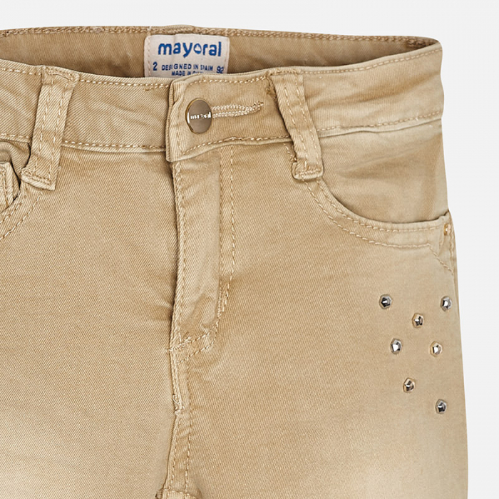 detail Dívčí kalhoty zdobené kaminky MAYORAL