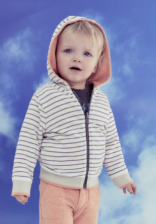 detail dětský chlapecký oboustranný kardigan s kapucí IKKS