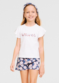 Dívčí set - tričko, kraťasy a čelenka MAYORAL