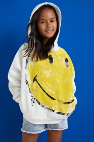 Dívčí mikina s kapucí a s velkým potiskem Smiley DESIGUAL