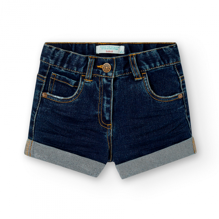 detail Dívčí strečové džínové šortky BOBOLI