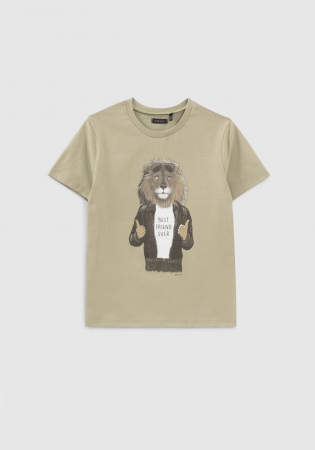 detail Chlapecké tričko s obrázkem lva v bundě IKKS