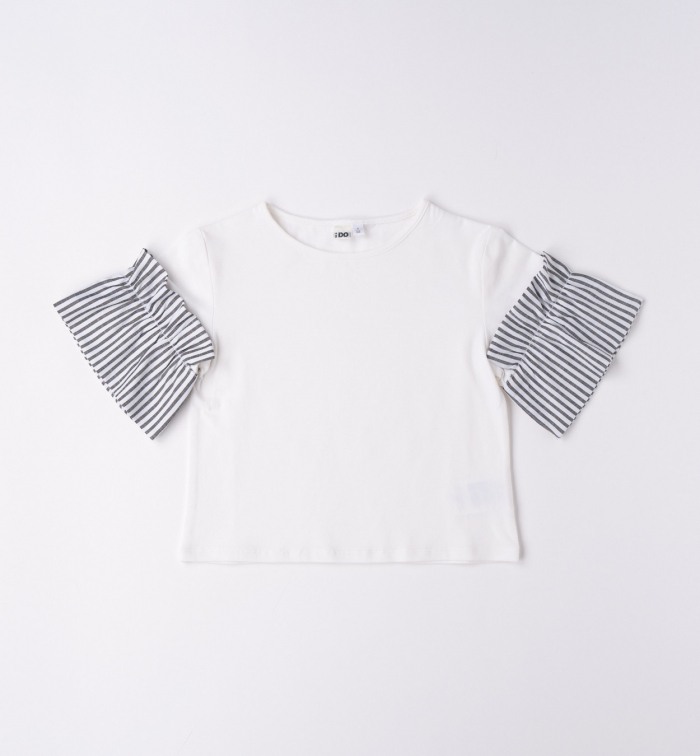 detail Dívčí tričko s pruhovanými rukávy IDO
