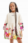 náhled Dívčí šaty s fotografickým květinovým potiskem na sukni a manžetách. DESIGUAL