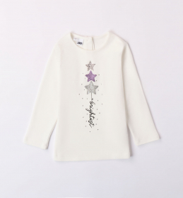 Dívčí krémové tričko s třpytivými hvězdami IDO