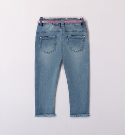 detail Dívčí modré džíny Slim Fit s páskem IDO