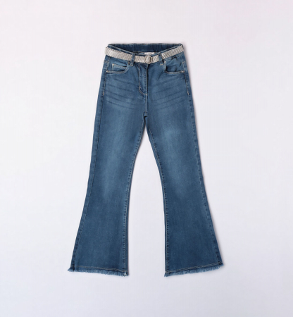 detail Dívčí džíny s páskem se širokými nohavicemi IDO