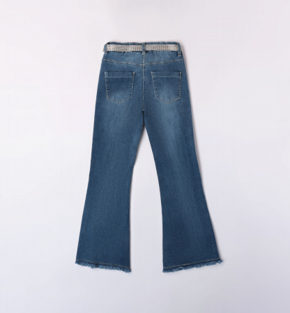 detail Dívčí džíny s páskem se širokými nohavicemi IDO