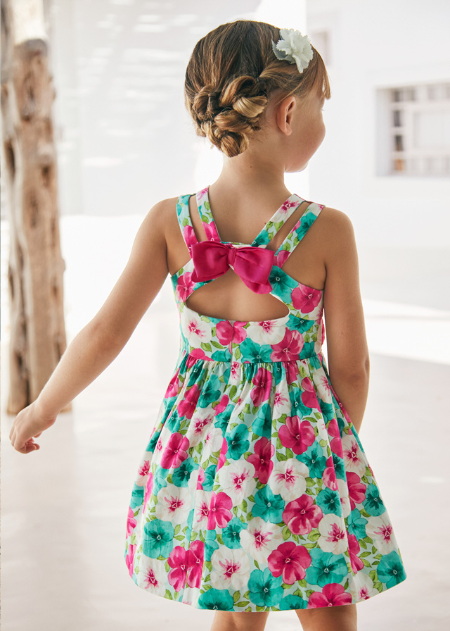 Dívčí květinové šaty s mašlí na zádech MAYORAL