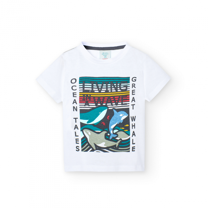 detail Chlapecké tričko s potiskem velryb BOBOLI